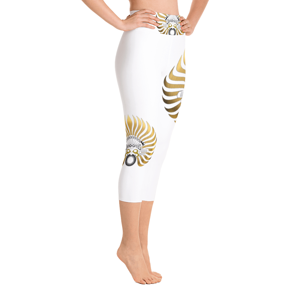 SUNBIRD WHITE : Yoga Capri Leggings